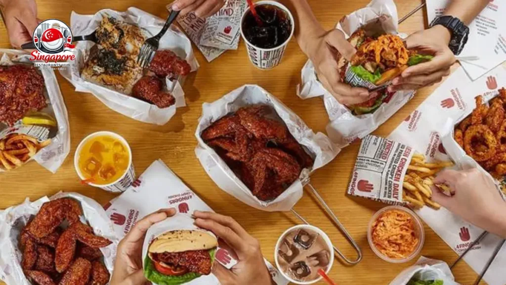 4 Fingers Malaysia menu featuring Korean fried chicken and burgers