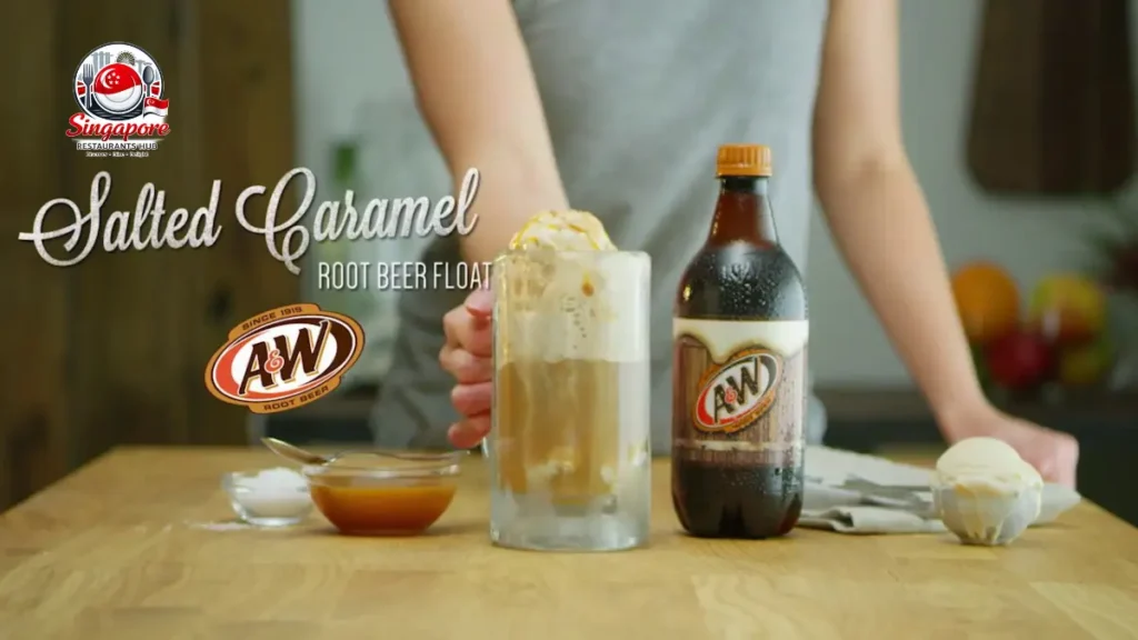 A&W root beer Malaysia with ice cold float and mug